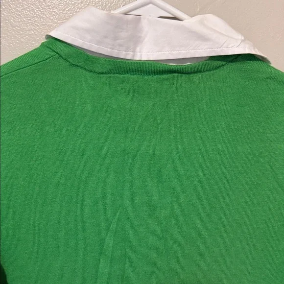 Lauren Ralph Lauren Green Sweater with White Collar and Hemline Medium - Picture 6 of 8